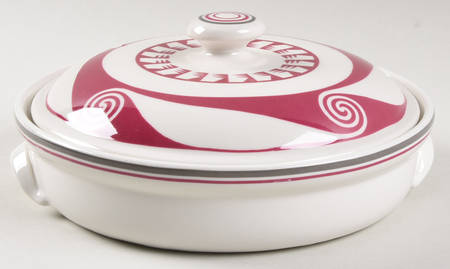 Ancient Mimbreno Indian-Burgundy (Replica) 1 Pt Round Covered Casserole