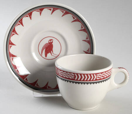 Ancient Mimbreno Indian-Burgundy (Replica) Flat Cup & Saucer Set