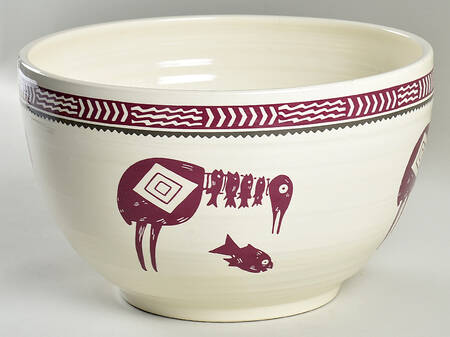 Ancient Mimbreno Indian-Burgundy (Replica) 9" Mixing Bowl