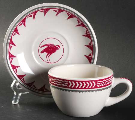 Ancient Mimbreno Indian-Burgundy (Replica) Flat Cup & Saucer Set