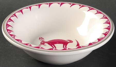 Ancient Mimbreno Indian-Burgundy (Replica) Rim Cereal Bowl