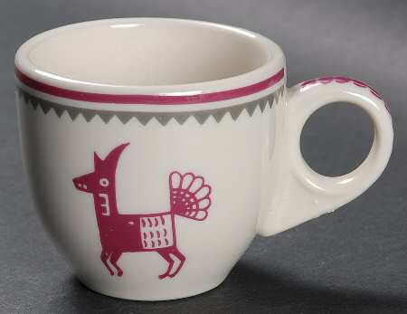 Ancient Mimbreno Indian-Burgundy (Replica) Flat Demitasse Cup