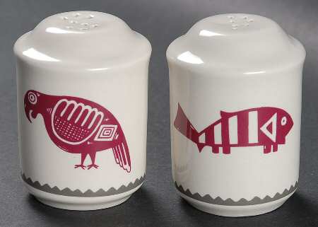 Ancient Mimbreno Indian-Burgundy (Replica) Salt & Pepper Set