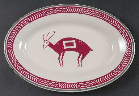 Ancient Mimbreno Indian-Burgundy (Replica) 9" Oval Serving Platter
