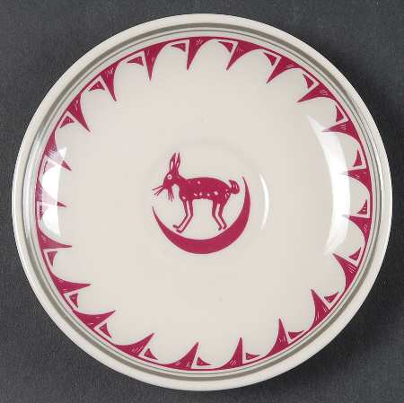 Ancient Mimbreno Indian-Burgundy (Replica) Saucer for Demitasse Cup