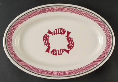 Ancient Mimbreno Indian-Burgundy (Replica) 12" Oval Serving Platter