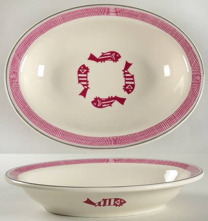 Ancient Mimbreno Indian-Burgundy (Replica) 11" Oval Vegetable Bowl