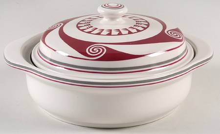 Ancient Mimbreno Indian-Burgundy (Replica) 1.25 Qt Round Covered Casserole