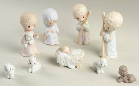 Come Let Us Adore Him-Nativity Hourglass-9 Piece Nativity Set - Hourglass Trademark With Box