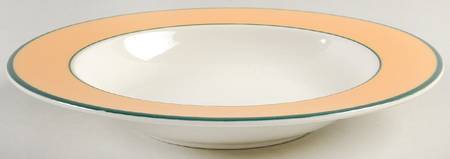 Spa Orange (Green Trim and Verge) Rim Soup Bowl
