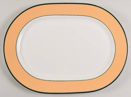 Spa Orange (Green Trim and Verge) 14" Oval Serving Platter