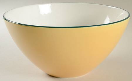 Spa Orange (Green Trim and Verge) 10" Round Vegetable Bowl