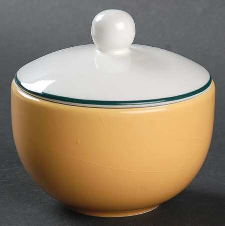 Spa Orange (Green Trim and Verge) Sugar Bowl & Lid
