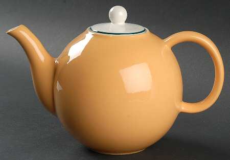 Spa Orange (Green Trim and Verge) Teapot & Lid