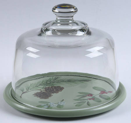 Winterwood Green Cheese Dish W/Glass Dome