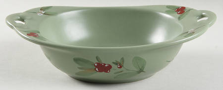 Winterwood Green 9" Nesting Handled Oval  Serving Bowl