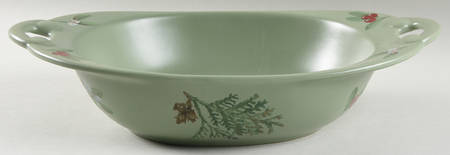 Winterwood Green 13" Nesting Handled Oval Serving Bowl