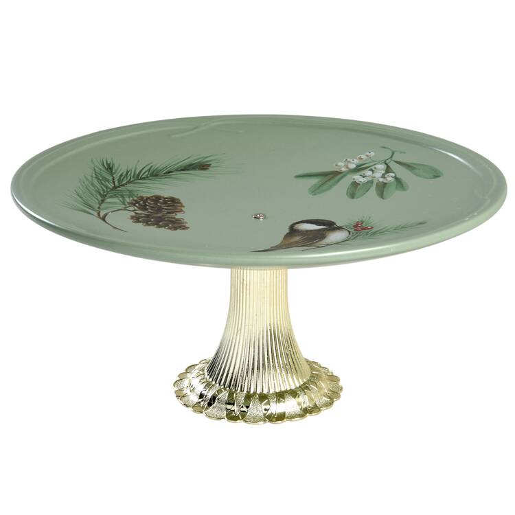 Winterwood Green Cake Stand with 4"-5" Metal Pedestal  Hc