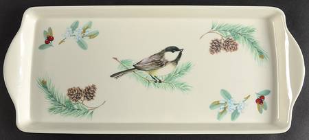 Winterwood Green 15" Handled Melamine Serving Tray