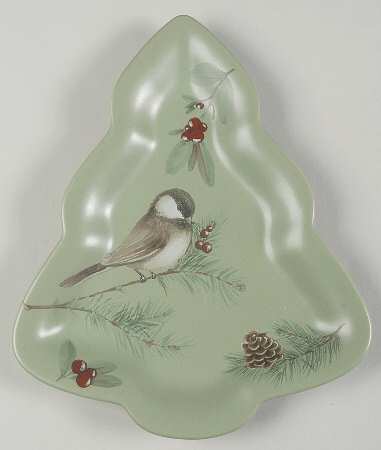Winterwood Green Large Tree Shaped Dish by Pfaltzgraff