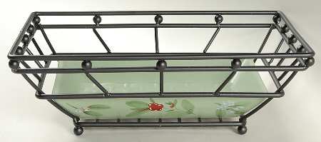 Winterwood Green Metal Bread/Basket w/Ceramic Tray
