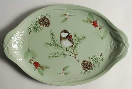 Winterwood Green 13" Oval Serving Platter by Pfaltzgraff