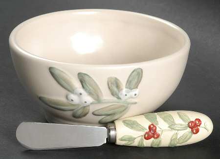 Winterwood Green Dip Bowl & Spreader Set