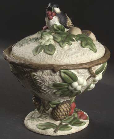 Winterwood Green Sculptured Candy Jar & Lid