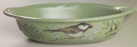 Winterwood Green 11" Oval Vegetable Bowl