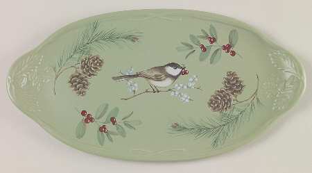 Winterwood Green 16" Oval Serving Platter