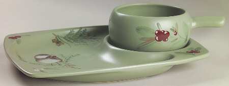 Winterwood Green Snack Plate & Cup Set