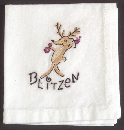 Reindeer Embroidered Cocktail Napkin