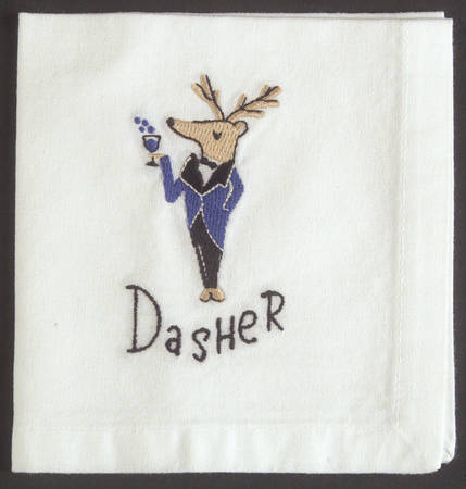 Reindeer Embroidered Cocktail Napkin