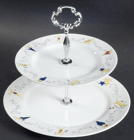 Reindeer 2 Tiered Serving Tray (Dinner & Salad Plate)