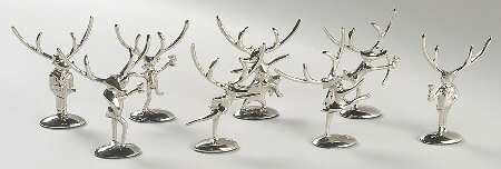 Reindeer (Set/8) Motif Metal Figural Place Card Holder