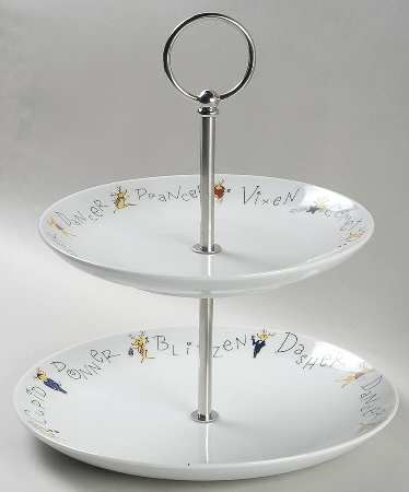 Reindeer 2 Tiered Serving Tray (Dinner & Salad Plate)