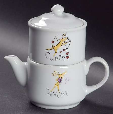 Reindeer Stacking Creamer & Sugar with Lid