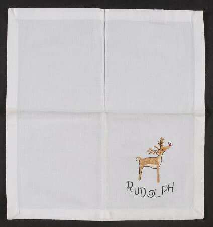 Reindeer Embroidered Cocktail Napkin