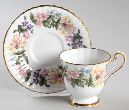 Country Lane (Fluted Rim) Footed Demitasse Cup & Saucer Set