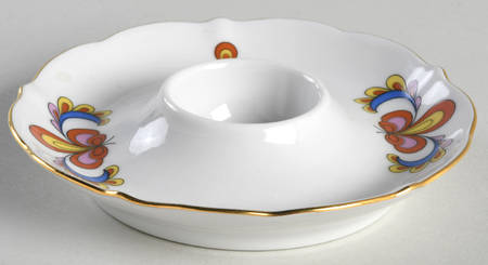 Farmer's Rose (Scalloped, Gold Trim) Egg Holder