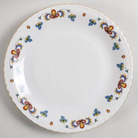 Farmer's Rose (Scalloped, Gold Trim) 12" Chop Plate (Round Platter)