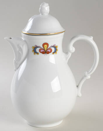 Farmer's Rose (Scalloped, Gold Trim) Coffee Pot & Lid