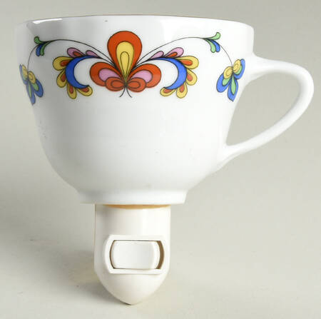 Farmer's Rose (Scalloped, Gold Trim) 1 5/8" + cup (H) Night Light/Cup HC