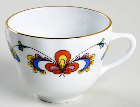 Farmer's Rose (Scalloped, Gold Trim) Flat Demitasse Cup