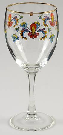 Farmer's Rose (Rim, Gold Trim) Glassware Goblet