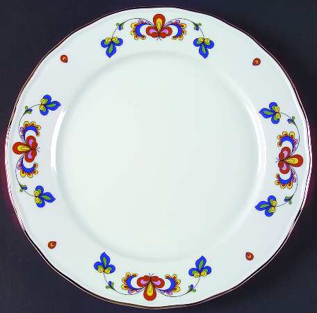 Farmer's Rose (Scalloped, Gold Trim) Large Dinner Plate