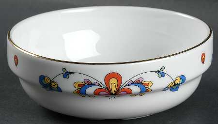 Farmer's Rose (Scalloped, Gold Trim) Fruit/Dessert (Sauce) Bowl