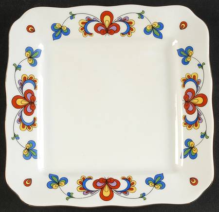 Farmer's Rose (Scalloped, Gold Trim) Hors d'Oeuvres Dish