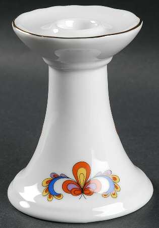 Farmer's Rose (Scalloped, Gold Trim) Small Candlestick