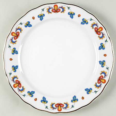 Farmer's Rose (Scalloped, Gold Trim) 11" Chop Plate (Round Platter)